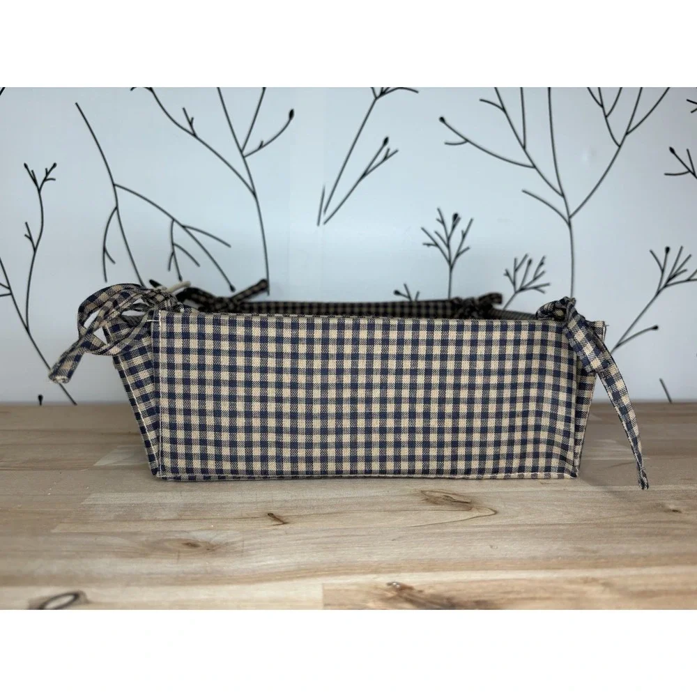 Country‎ Style Fabric Basket w/ a Cute Plush Cow Granny Core, Cottage Core